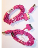 2 HOT PINK RD CLOTH  IPHONE4 I PAD CHARGER CORD &amp; 1 USB RECHARGABLE LIGHTER - $4.70