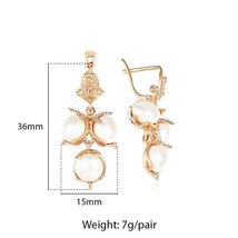 Stud Earrings For Women Elegant White Simulated  585 Rose Gold Color Cubic Zirco - £10.53 GBP