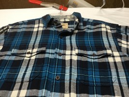 RedHead Shirt Adult Medium Blue Plaid Flannel Outdoor Button Up Mens Western - £11.03 GBP