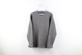Vintage 90s J Crew Mens Small Distressed Blank Wool Chunky Knit Sweater Gray - £47.44 GBP