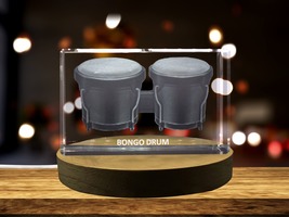 LED Base included | Bongo Drums 3D Engraved Crystal 3D Engraved Crystal Keepsake - £31.96 GBP+