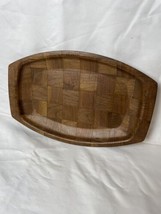 Vintage MCM Woven Wood Tray - £8.17 GBP