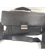 Vintage Gianni Conti Briefcase black leather bag satchel Italy document ... - $94.37 CAD