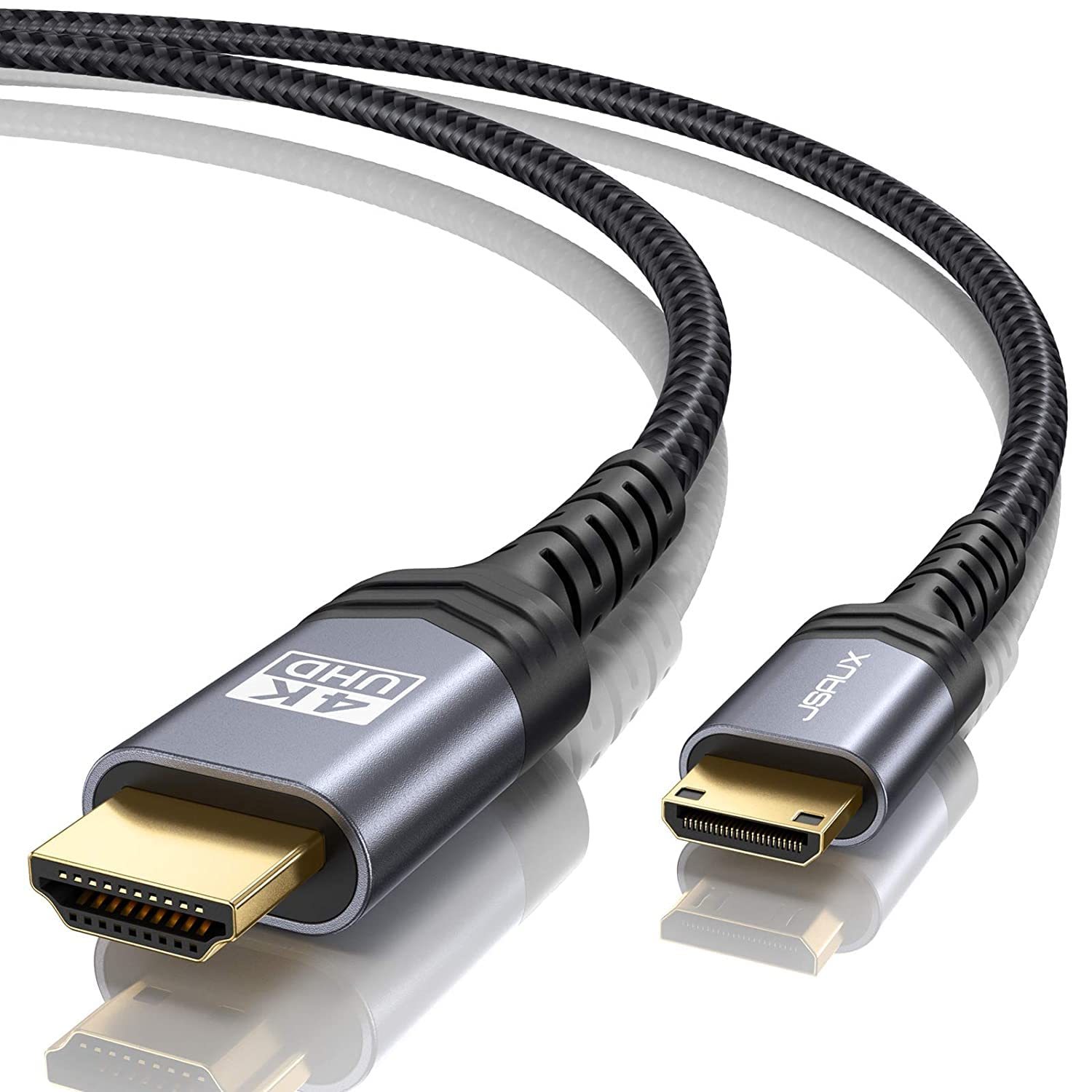 Mini HDMI to HDMI Cable 6ft, [Aluminum Shell, Braided] High Speed 4K 60Hz HDMI 2