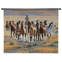 34x26 HORSES Stallion Herd Band Cowboy Western Tapestry Wall Hanging  - $82.00