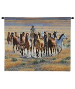 34x26 HORSES Stallion Herd Band Cowboy Western Tapestry Wall Hanging  - £64.21 GBP