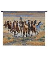 34x26 HORSES Stallion Herd Band Cowboy Western Tapestry Wall Hanging  - €69,68 EUR