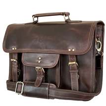 FR Fashion Co. 16&quot; Men&#39;s Leather Satchel Messenger Bag - £107.36 GBP