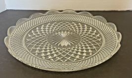 Wexford Anchor Hocking Cupped Edge Torte Plate Scalloped Edge Diamond Pattern - £14.93 GBP