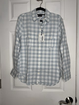 UNTUCKIT NWT Santa Marzi Blue White Checkered Button Down Size 2 - $18.69