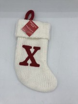NWT! White Holiday Monogrammed Cable Knit Christmas Stocking Initial LETTER X 8” - £9.38 GBP