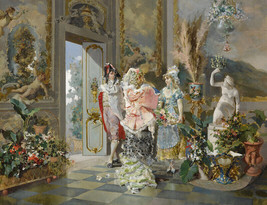 rococo manners interior painting flowers ceramic tile mural backsplash medallion - £47.47 GBP+