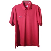 Under Armour Heat Gear Mens Red Short Sleeved Polo Shirt SZ L Loose - £13.21 GBP