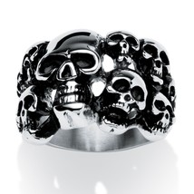 Mens Skull Ring Antiqued Stainless Silver Ring Size 9 10 11 12 13 - £63.20 GBP