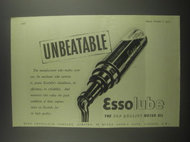 1953 Esso Essolube Motor Oil Ad - Unbeatable - £14.53 GBP
