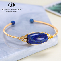 JD Natural Stone Blue Lapis Lazuli Bangle Bracelet Vintage Good Quality Handmade - £11.49 GBP