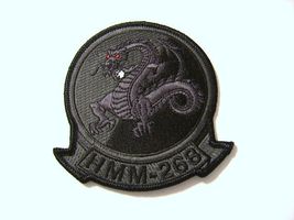 USMC PATCH - HMM-268 COLOR BLACK ON GRAY NEW - $6.44