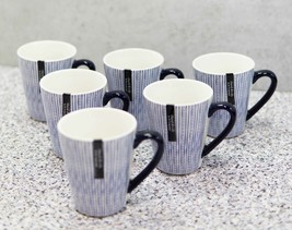 Set of 6 Eleanor Blue And White Linear Patterns Contemporary Porcelain M... - $38.95