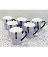Set of 6 Eleanor Blue And White Linear Patterns Contemporary Porcelain M... - $53.27 CAD
