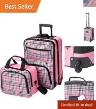 Elegant 2-Piece Softside Luggage Set in Pink Cross with In-Line Skate Wh... - $1,018.16 MXN