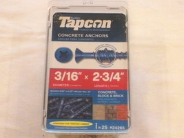 New Tapcon Concrete Anchors 3/16&quot; x 2 3/4&quot; Pack of 25 Best Sale Price - $26.95