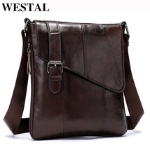 Men Leather Messenger Bag Men&#39;s Shoulder Bag Genuine Leather Men&#39;s  Small Casual - £56.53 GBP