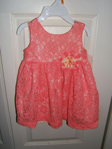 BLUEBERI Boulevard Baby Girl&#39;s Pink Summer Dress Size 12 Months Lace Lin... - $11.83