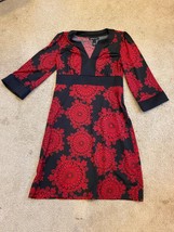 INC International Concepts PETITES Black &amp; Red Chain Link Tunic Dress SZ P Small - £16.60 GBP