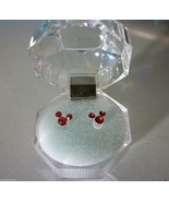 Mouse Ears Earrings~Mickey Red Crystal .925 Sterling Silver Stud Post Di... - $7.80