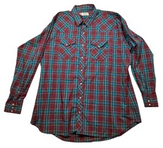 Vintage Ruddock Pearl Snap Shirt Long Sleeve Plaid Cowboy Western Men&#39;s ... - £11.73 GBP