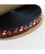Jacquard Ribbon Black Flower Animal 7/8&quot; Wide x 50 Yards New Old Stock M... - £15.50 GBP