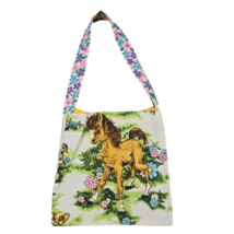 Small Horse Tote Bag Embroidered Floral Strap Handmade Shoulder Bag Small Pony - £14.15 GBP