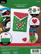 Bucilla, Candy Cane, Felt Applique Keepsake Stocking Pocket Kit, Perfect for DIY - £13.36 GBP