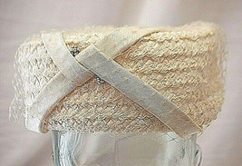 Ranleigh Ladies White Raffia Straw Hat Rhinestones Vintage MCM - $36.62