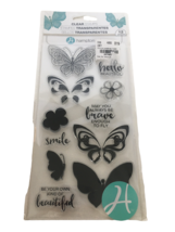 Hampton Art 12 Clear Stamps Layer Butterfly May You Be Brave Hello Card Making - £4.78 GBP