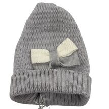 Catya Knit Hat White Bow 100% Merino Wool Soft Gray NWT 2-4 Years - $36.48