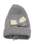 Catya Knit Hat White Bow 100% Merino Wool Soft Gray NWT 2-4 Years - $36.48