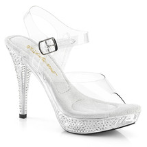 Fabulicious ELEGANT-408 Women&#39;s White 4&quot; Heel Platform Slide W/ Rs Shoes - £50.53 GBP