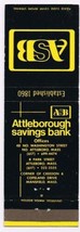 Matchbook Cover Attleborough Savings Bank Massachusetts Mail - £0.77 GBP