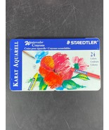 Staedtler Karat Aquarell Water Coloring Crayons 24 Piece Set Metal Case - $12.86