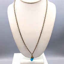 Natural Tumbled Blue Stone Pendant Necklace, Vintage Boho Dyed Quartz on Silver - £19.78 GBP