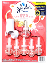 Glade Plugins Scented Oil 1 Warmer 6 Refills Joyful Citrus &amp; Daisies Grapefruit - £25.53 GBP