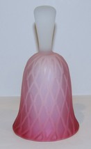Beautiful Victorian Pink Mother Of Pearl Diamond Quilted Satin Glass 5 1/2&quot; Bell - £35.59 GBP