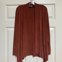 Chico&#39;s Travelers Open Front Cardigan Draped Lightweight Brown Size 2 Large - $23.76