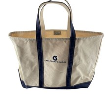 L.L. Bean Boat and Tote Canvas Open Top Bag Large 13Hx22Lx7D in. White Blue - $38.69