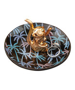 Gold Monkey on Palm Tree Trinket Dish Ceramic Jewelry Ring Holder 4.3 X ... - $27.00 CAD