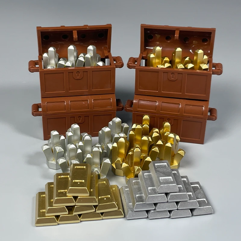 DIY Small Treasury MOC Gold Silver Mine Bricks Treasure Chest Ore Building - £14.22 GBP+