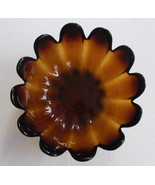 Vtg Indiana Glass Amber Bowl Lotus Petal Luau Salad Serving Heavy Ombre ... - $95.00
