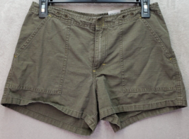 Mudd Shorts Women Size 1 Green 100% Cotton Pockets Flat Front Logo Grommet Waist - £12.58 GBP