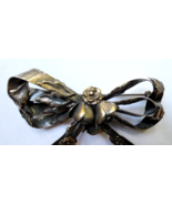 Vintage HOBE Sterling Silver Brooch Pin BOW ROSES 2.75&quot; Wide NICE - $179.00